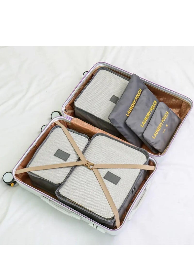 هوم كير 6 PCS Travel Packing Cubes For Luggage Storage, Travel Organizer Suitcase Packing Cubes, Travel Packing Bags For Clothes, Bras, Shoes, Medicines, Baby Feeds, and Travel Essentials (Grey) Grey  - Image 3