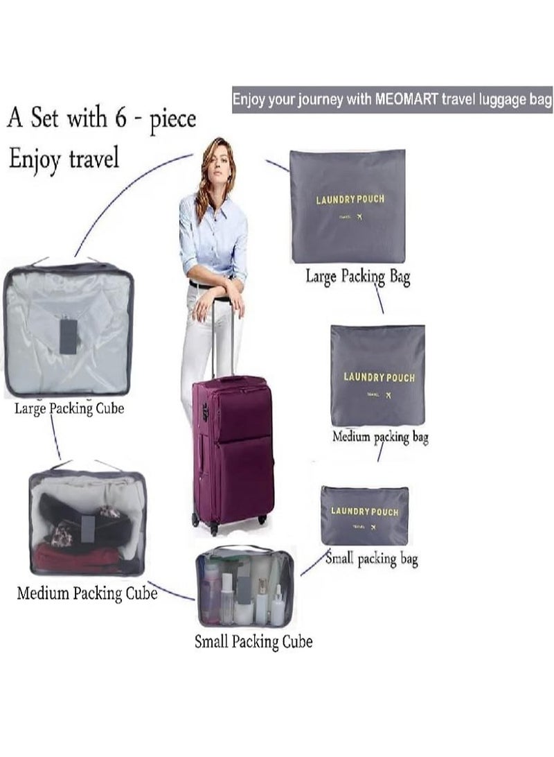 هوم كير 6 PCS Travel Packing Cubes For Luggage Storage, Travel Organizer Suitcase Packing Cubes, Travel Packing Bags For Clothes, Bras, Shoes, Medicines, Baby Feeds, and Travel Essentials (Grey) Grey  - Image 5
