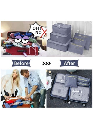 Travel Organiser Packing Bags,6 PCS Travel Packing Cubes Set for Clothes Travel Luggage Organizers Storage Bags Grey - view 5