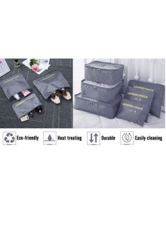 Home Care Travel Organiser Packing Bags,6 PCS Travel Packing Cubes Set for Clothes Travel Luggage Organizers Storage Bags (Grey) Blue  - Image 4