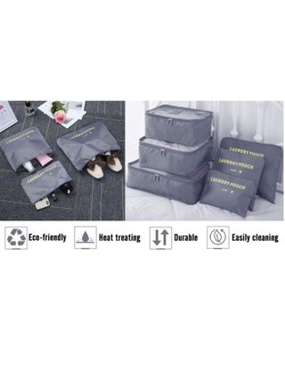 Travel Organiser Packing Bags,6 PCS Travel Packing Cubes Set for Clothes Travel Luggage Organizers Storage Bags Grey - view 4