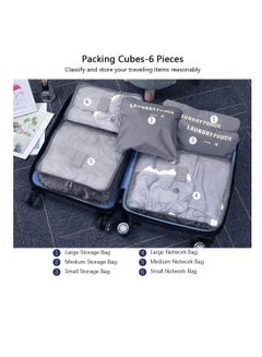 Home Care Travel Organiser Packing Bags,6 PCS Travel Packing Cubes Set for Clothes Travel Luggage Organizers Storage Bags (Grey) Blue  - Image 3