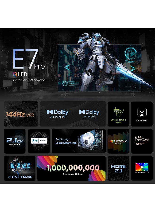 Hisense 100-inch QLED 144Hz Smart TV 100E7N PRO Quantum Dot Colour, AI Sports Mode, Dolby Atmos·Vision, Fully Array Local Dimming, Game Mode Pro, Voice Control, Filmmaker Mode, Build-in Subwoofer 100E7N Black - Image 3