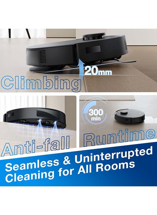ecovacs - ECOVACS DEEBOT N20 PRO Plus Robot Vacuum & Mop | 8000Pa Suction | Self-Emptying | 320min Runtime | Smart Mapping & LiDAR | Pet-Friendly | App/Voice Control | 1000 W DKX55 Black - Image 1