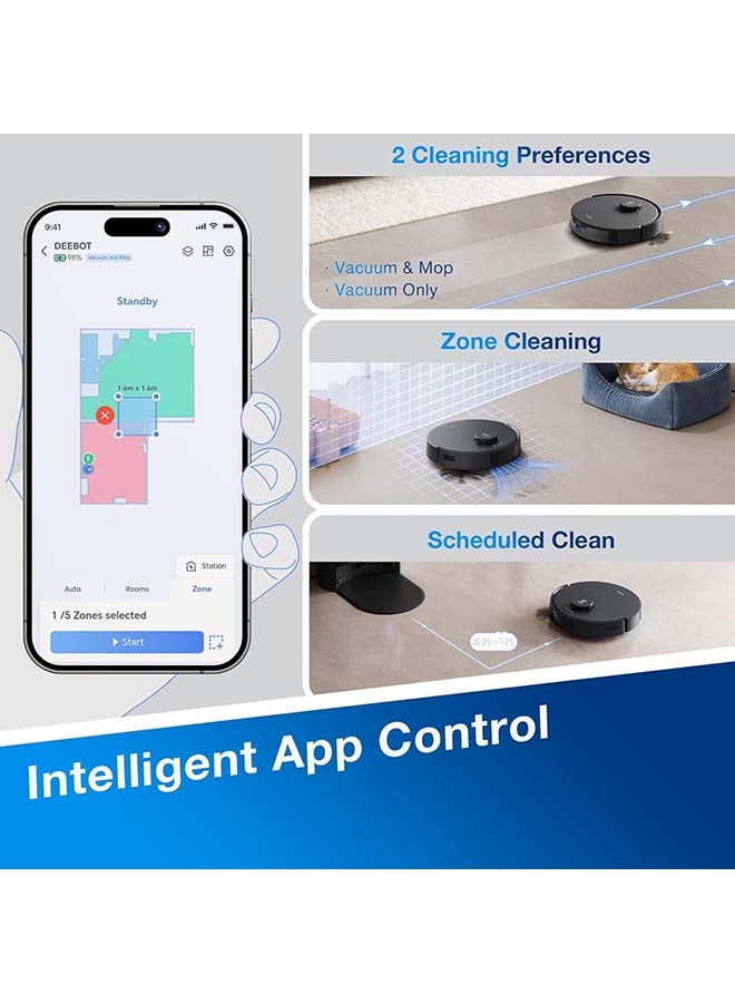ecovacs - ECOVACS DEEBOT N20 PRO Plus Robot Vacuum & Mop | 8000Pa Suction | Self-Emptying | 320min Runtime | Smart Mapping & LiDAR | Pet-Friendly | App/Voice Control | 1000 W DKX55 Black - Image 1