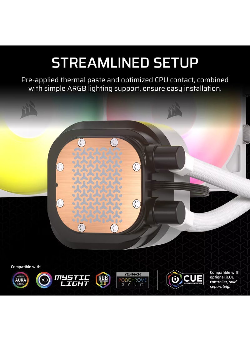 CORSAIR Nautilus 240 RS ARGB Liquid CPU Cooler, 240mm Radiator, Dual 120mm ARGB Fans, Efficient Cooling, High Performance, Quiet Operation, Advanced Pump Design, Easy Installation, Universal Socket Compatibility (Intel & AMD), CW-9060094-WW White  - Image 3