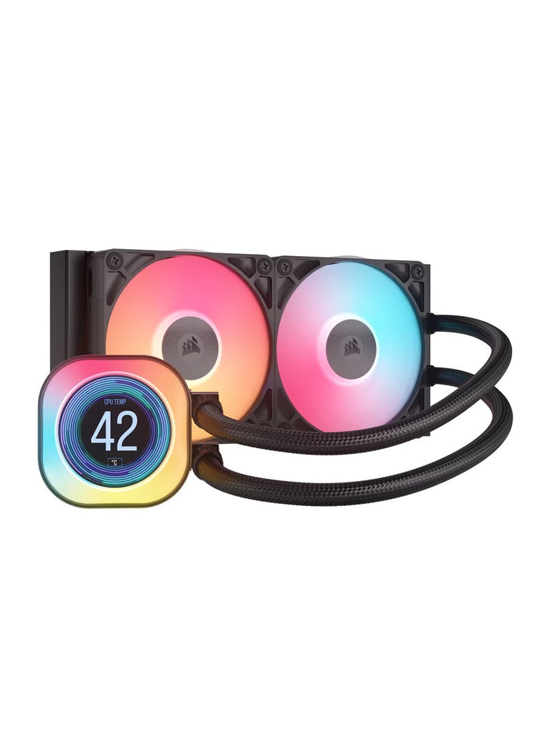 كورسير iCUE Link TITAN 240 RX LCD Liquid CPU Cooler, 240mm Radiator, Dual 120mm Fans, High-Efficiency Pump, Customizable RGB LCD Display, iCUE Software Control, Advanced Cooling Performance for Intel and AMD Processors, CW-9061022-WW Black  - Image 1