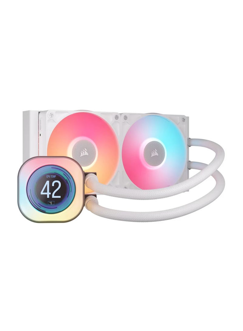 CORSAIR - iCUE Link TITAN 240 RX LCD Liquid CPU Cooler, 240mm Radiator, Dual 120mm Fans, High-Efficiency Pump, Customizable RGB LCD Display, iCUE Software Control, Advanced Cooling Performance for Intel and AMD Processors, CW-9061025-WW White - Image 1