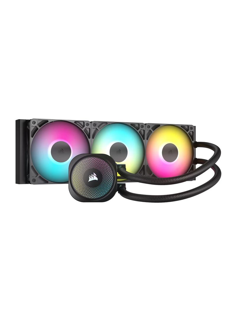 كورسير Nautilus 360mm RS ARGB Liquid CPU Cooler, High-Performance Triple 120mm Radiator with Advanced 6th Gen Asetek Pump, Customizable RGB LED Lighting, Enhanced Cooling for Intel and AMD Processors, Includes Premium Sleeved Tubing and Optimized for Extreme Overclocking, CW-9060093-WW Black  - Image 1