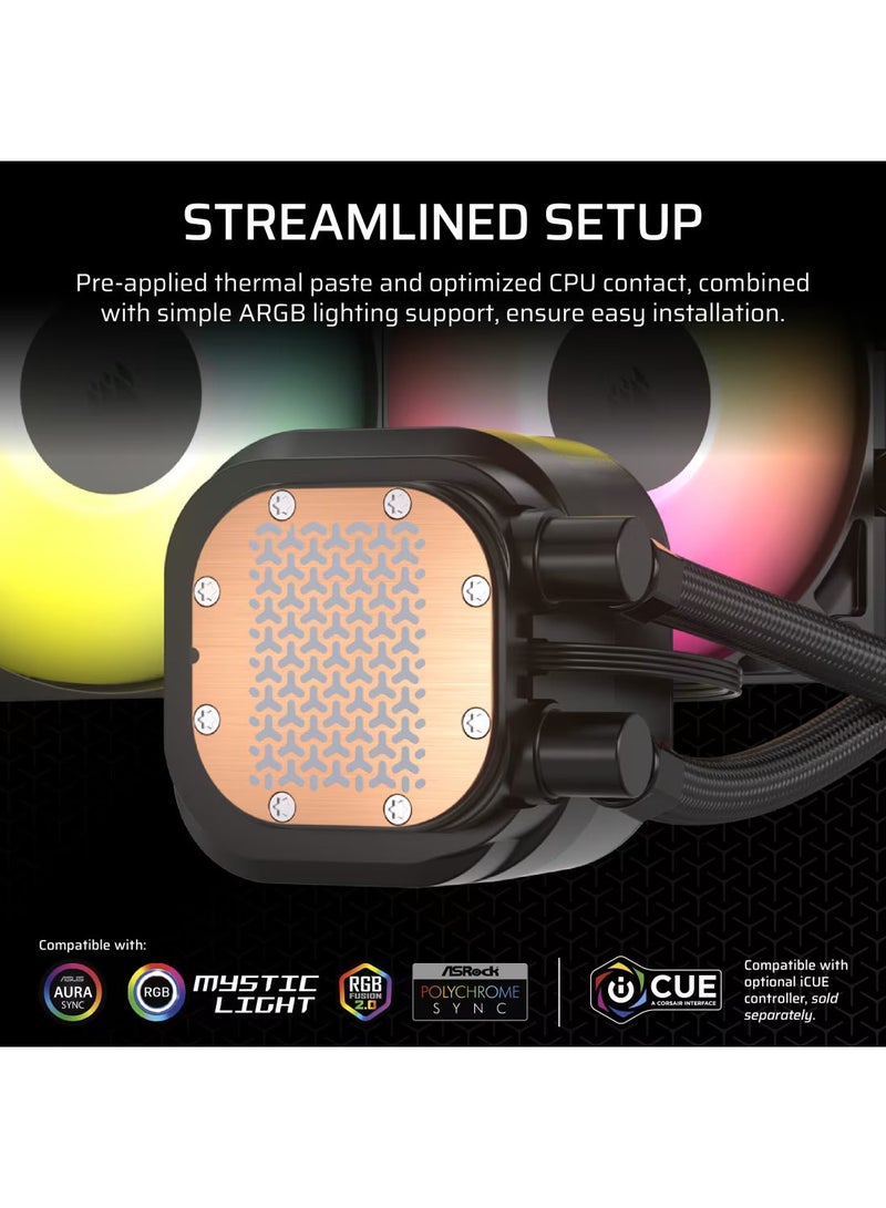 كورسير Nautilus 360mm RS ARGB Liquid CPU Cooler, High-Performance Triple 120mm Radiator with Advanced 6th Gen Asetek Pump, Customizable RGB LED Lighting, Enhanced Cooling for Intel and AMD Processors, Includes Premium Sleeved Tubing and Optimized for Extreme Overclocking, CW-9060093-WW Black  - Image 3