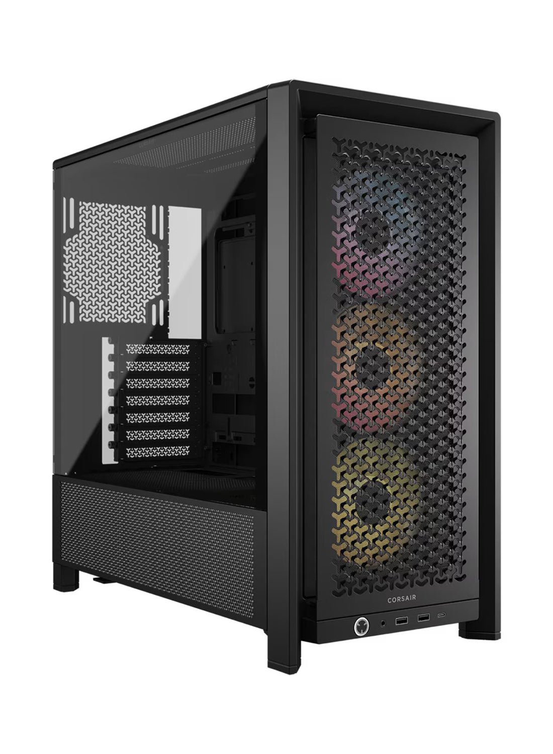 FRAME 4000D RGB Modular Mid-Tower ATX Case, Tempered Glass Side Panel, 3x Included 120mm ARGB Fans, High-Airflow Front Panel, Optimized for Airflow & Cooling, Tool-Free Drive Installation, Full Dust Filter System, Cable Management System, Supports Up to 6 Expansion Slots, Supports 360mm Front Radiator, E-ATX, ATX, Micro-ATX & Mini-ITX Motherboards, Easy-to-Access Front I/O Ports, CC-9011296-WW Black