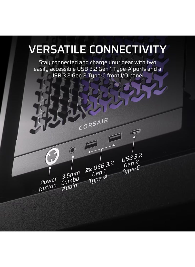 CORSAIR FRAME 4000D RGB Modular Mid-Tower ATX Case, Tempered Glass Side Panel, 3x Included 120mm ARGB Fans, High-Airflow Front Panel, Optimized for Airflow & Cooling, Tool-Free Drive Installation, Full Dust Filter System, Cable Management System, Supports Up to 6 Expansion Slots, Supports 360mm Front Radiator, E-ATX, ATX, Micro-ATX & Mini-ITX Motherboards, Easy-to-Access Front I/O Ports, CC-9011296-WW Black  - Image 4