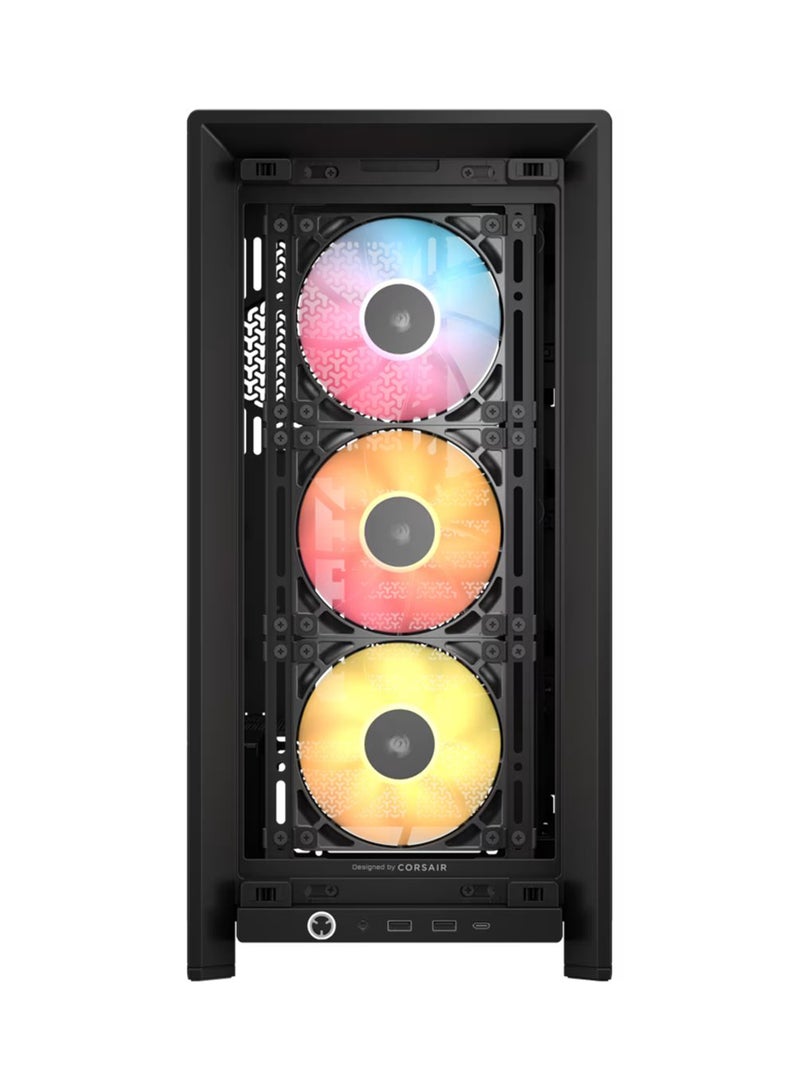 CORSAIR FRAME 4000D RGB Modular Mid-Tower ATX Case, Tempered Glass Side Panel, 3x Included 120mm ARGB Fans, High-Airflow Front Panel, Optimized for Airflow & Cooling, Tool-Free Drive Installation, Full Dust Filter System, Cable Management System, Supports Up to 6 Expansion Slots, Supports 360mm Front Radiator, E-ATX, ATX, Micro-ATX & Mini-ITX Motherboards, Easy-to-Access Front I/O Ports, CC-9011296-WW Black  - Image 2