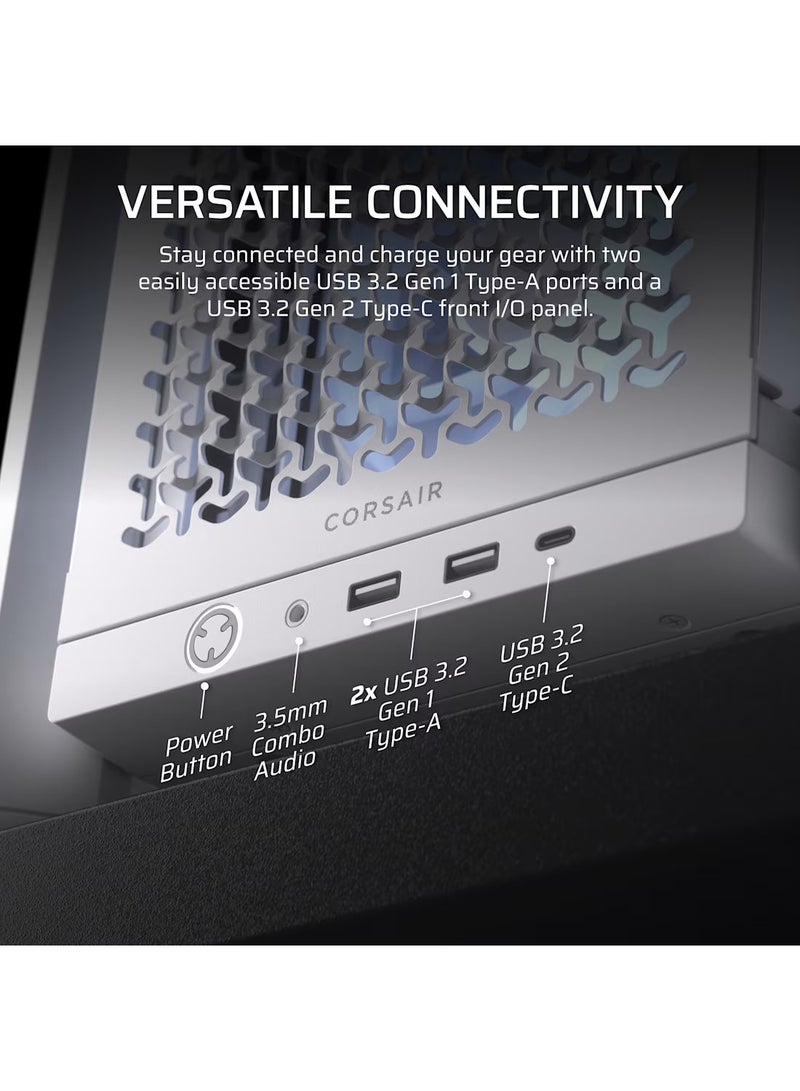 CORSAIR - FRAME 4000D RGB Modular Mid-Tower ATX Case, Tempered Glass Side Panel, 3x Included 120mm ARGB Fans, High-Airflow Front Panel, Optimized for Airflow & Cooling, Tool-Free Drive Installation, Full Dust Filter System, Cable Management System, Supports Up to 6 Expansion Slots, Supports 360mm Front Radiator, E-ATX, ATX, Micro-ATX & Mini-ITX Motherboards, Easy-to-Access Front I/O Ports, CC-9011297-WW White - Image 1