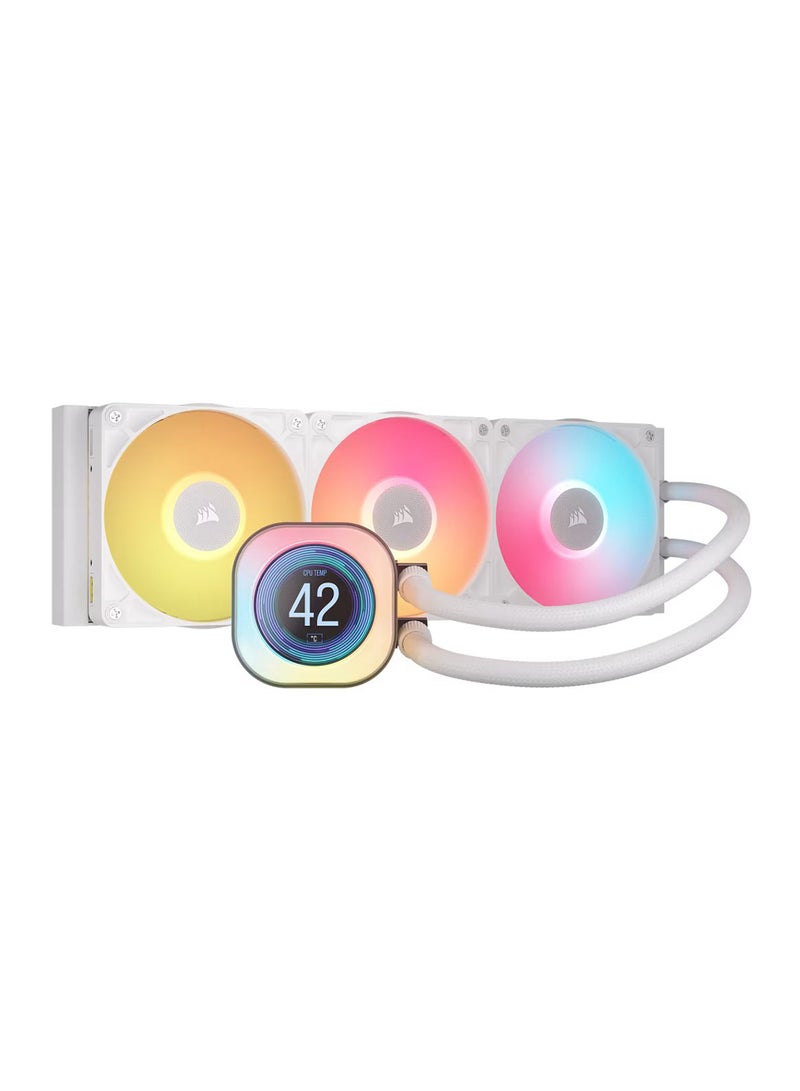 كورسير iCUE Link TITAN 360 RX LCD Liquid CPU Cooler, 360mm Radiator, High-Performance RGB Lighting, 3x 120mm Fans, iCUE Smart Control, Compatible with Intel & AMD Sockets, Advanced Cooling Technology for Overclocking, CW-9061026-WW White  - Image 1