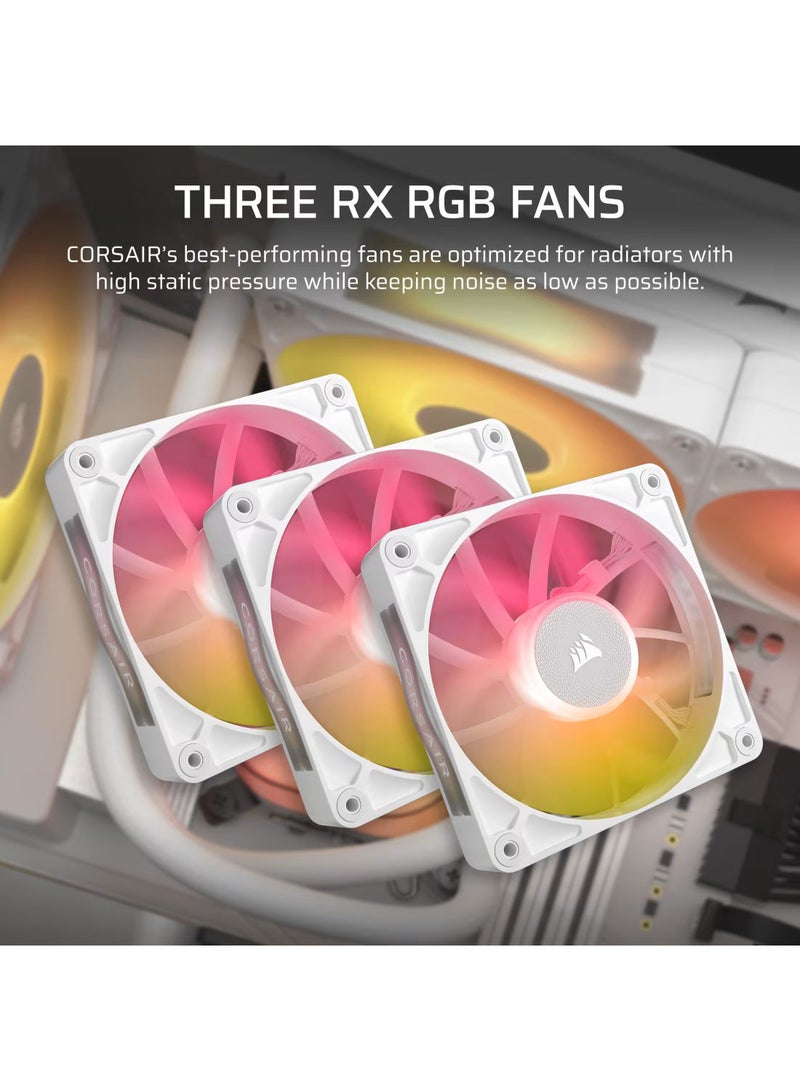 كورسير iCUE Link TITAN 360 RX LCD Liquid CPU Cooler, 360mm Radiator, High-Performance RGB Lighting, 3x 120mm Fans, iCUE Smart Control, Compatible with Intel & AMD Sockets, Advanced Cooling Technology for Overclocking, CW-9061026-WW White  - Image 3