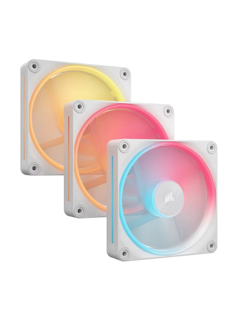 CORSAIR iCUE Link LX120 R RGB 120mm PWM Reverse Fans Starter Kit - 3 x 120mm Fans, RGB Lighting, High-Airflow, Quiet Operation, iCUE Compatible, Performance-Packed for PC Cooling, PWM Control, CO-9051054-WW White - Image 1