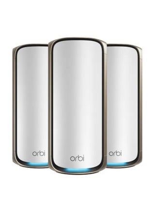 Orbi 970 Series Quad-Band WiFi 7 Mesh Network System RBE973S, Router + 2 Satellite Extenders, Covers Up to 10,000 sq. ft., 200 Devices, 10 Gig Internet Port, BE27000 Up to 27Gbps White - pnsku/N70148995V/45/_/1742975337/154a8cff-b53c-498b-b57b-24cb740f5be5