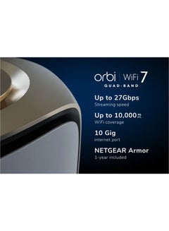 NETGEAR Orbi 970 Series Quad-Band WiFi 7 Mesh Network System RBE973S, Router + 2 Satellite Extenders, Covers Up to 10,000 sq. ft., 200 Devices, 10 Gig Internet Port, BE27000 Up to 27Gbps White  - Image 2