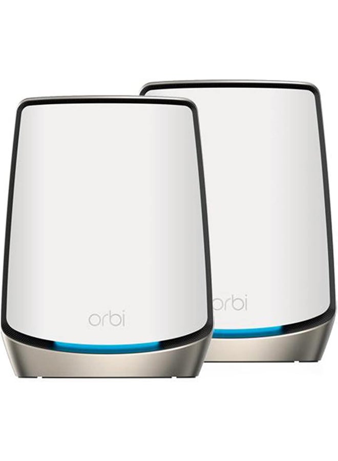 NETGEAR - Orbi Tri-Band WiFi 6 Mesh System RBK862S AX6000 Router with 1 Satellite Extender Up to 6Gbps Coverage up to 5400 sq.ft., 100 Devices, 10 Gig Internet Port, Armor Subscription White - Image 1