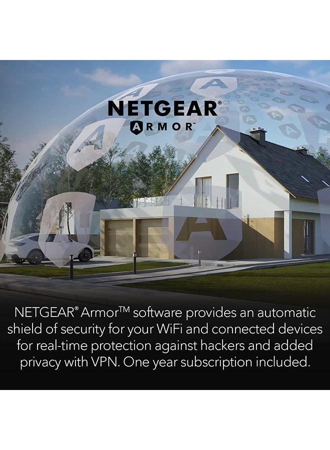 NETGEAR - Orbi Tri-Band WiFi 6 Mesh System RBK862S AX6000 Router with 1 Satellite Extender Up to 6Gbps Coverage up to 5400 sq.ft., 100 Devices, 10 Gig Internet Port, Armor Subscription White - Image 1