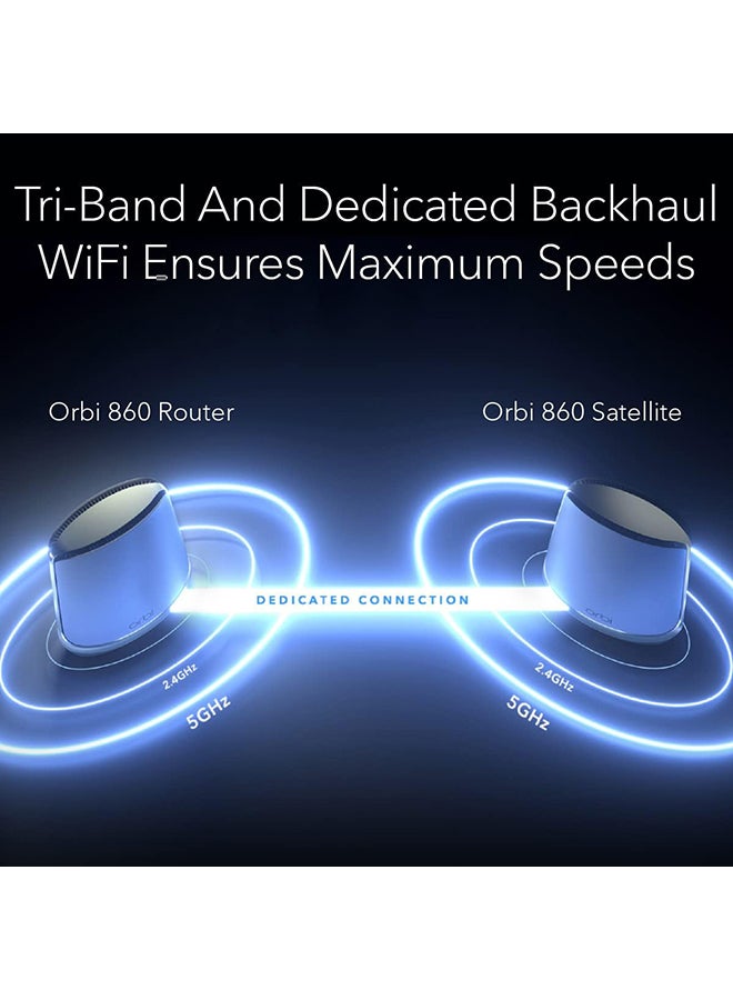 NETGEAR - Orbi Tri-Band WiFi 6 Mesh System RBK862S AX6000 Router with 1 Satellite Extender Up to 6Gbps Coverage up to 5400 sq.ft., 100 Devices, 10 Gig Internet Port, Armor Subscription White - Image 1