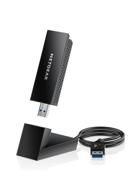 Nighthawk WiFi 6 or 6E USB 3.0 Adapter (A8000) - AXE3000 Tri-Band Wireless Gigabit Speed (Up to 3Gbps) - New 6GHz Band – Works with Any Router Or Mesh System - for Windows PC Black