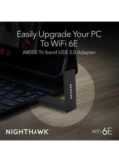 NETGEAR Nighthawk WiFi 6 or 6E USB 3.0 Adapter (A8000) - AXE3000 Tri-Band Wireless Gigabit Speed (Up to 3Gbps) - New 6GHz Band – Works with Any Router Or Mesh System - for Windows PC Black  - Image 5