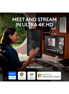 لوجيتيك MX Brio Ultra HD 4K Collaboration and Streaming Webcam, 1080p at 60 FPS, Dual Noise Reducing Mics, Show Mode, USB-C, Webcam Cover, Works with Microsoft Teams, Zoom, Google Meet Graphite  - Image 2