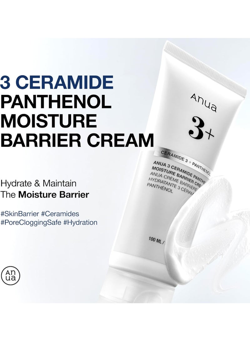 3 Ceramide Panthenol Moisture Barrier Cream, Hydrating Face Moisturizer for Normal Skin, Panthenol, Ceramide, Centella for Skin Barrier Non Comedogenic, Korean Skincare 3.38ml