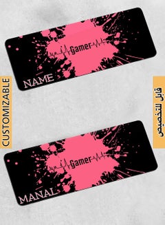 LOWHA Customizable Desk Pad Rubber Desk Mat with Personalized Name and Gamer Design on Premium Polyester Black/Pink  - Image 1