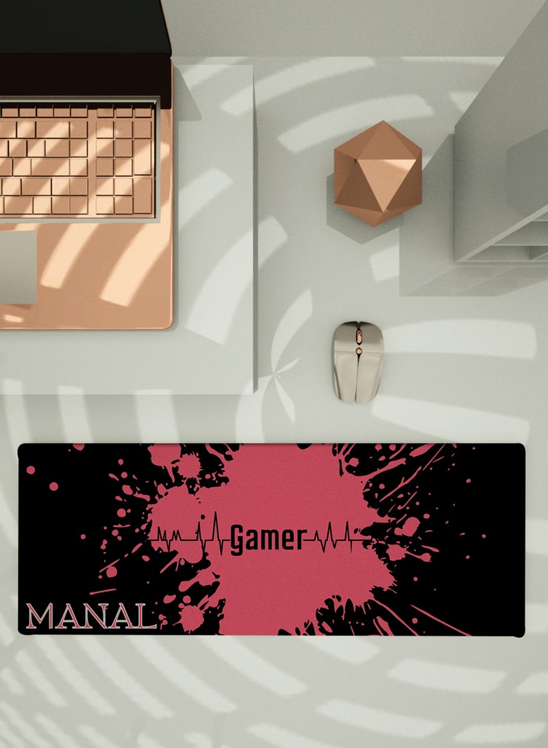 LOWHA Customizable Desk Pad Rubber Desk Mat with Personalized Name and Gamer Design on Premium Polyester Black/Pink  - Image 3