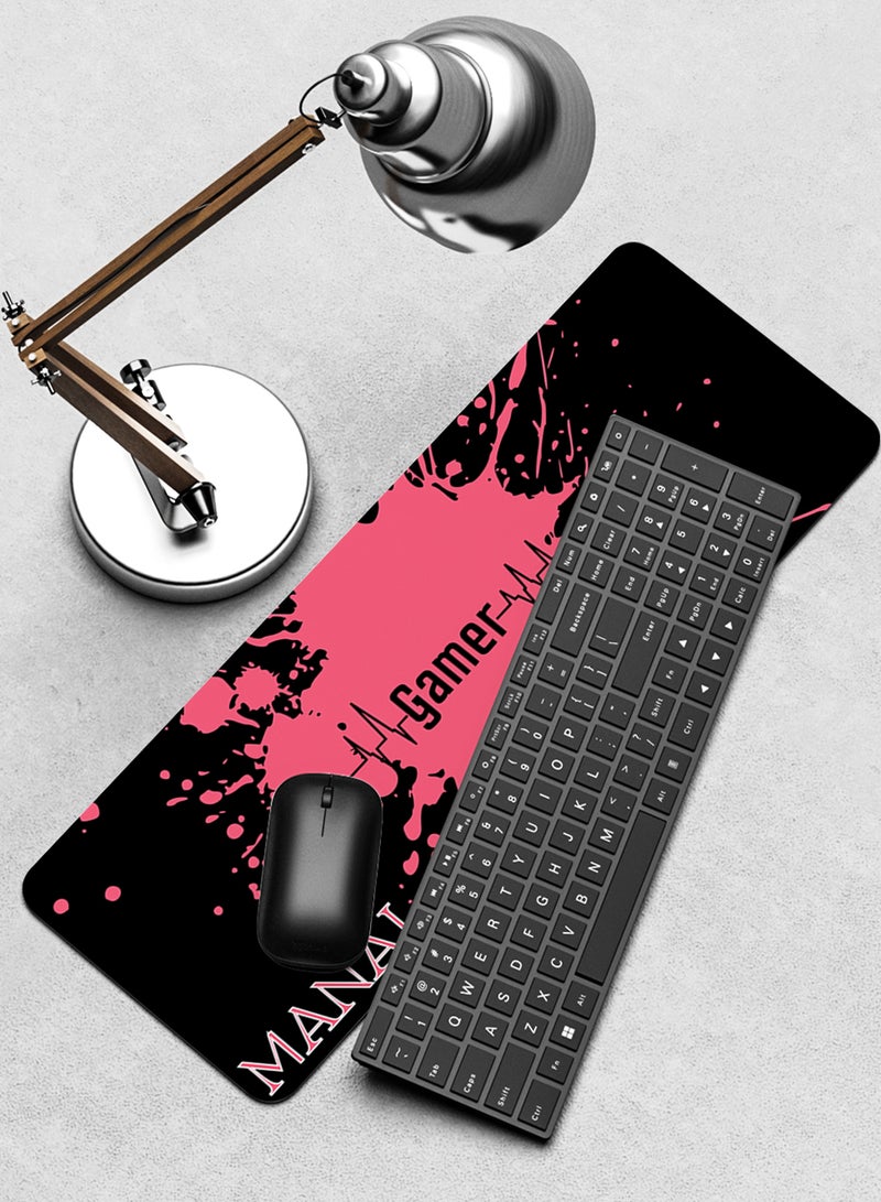 LOWHA Customizable Desk Pad Rubber Desk Mat with Personalized Name and Gamer Design on Premium Polyester Black/Pink  - Image 4