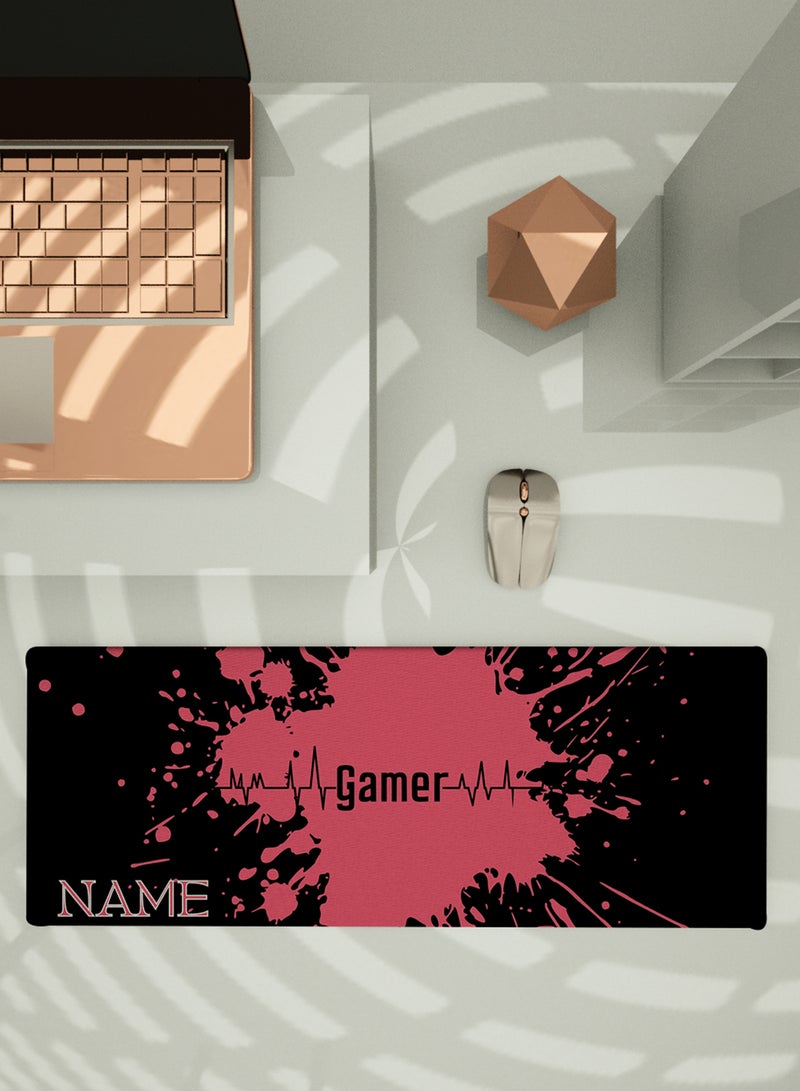 LOWHA Customizable Desk Pad Rubber Desk Mat with Personalized Name and Gamer Design on Premium Polyester Black/Pink  - Image 5