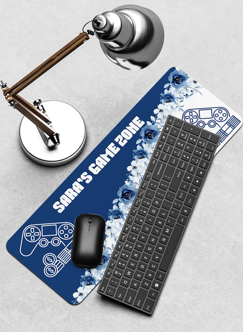 LOWHA Customizable Desk Pad Rubber Desk Mat with Personalized Name and Game Zone Design on Premium Polyester Blue/White  - Image 4