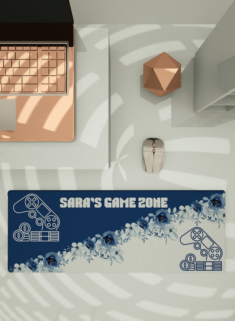 LOWHA Customizable Desk Pad Rubber Desk Mat with Personalized Name and Game Zone Design on Premium Polyester Blue/White  - Image 3