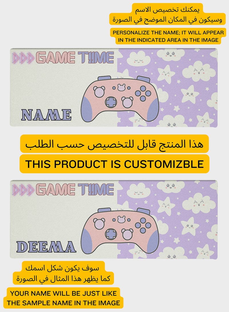 LOWHA Customizable Desk Pad Rubber Desk Mat with Personalized Name and Game Time Design on Premium Polyester Multicolour - Image 2