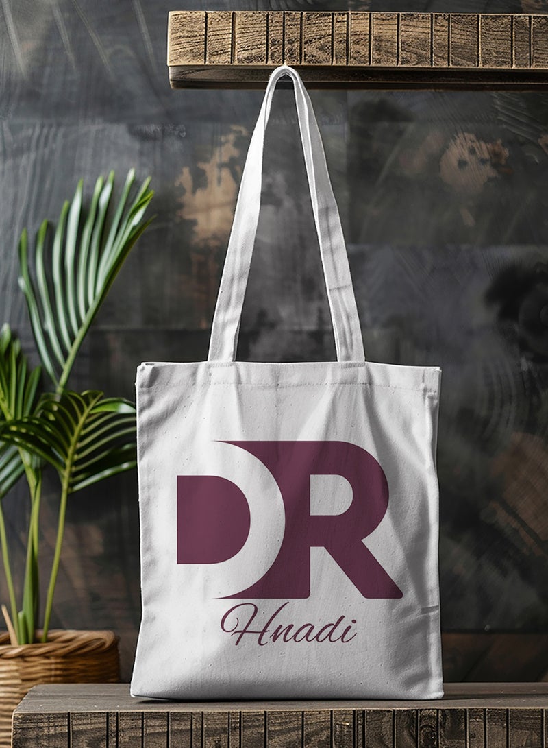 LOWHA Customizable Polyester Tote Bag with Shoulder Straps Personalized with Doctor Name and DR Design White - Image 4
