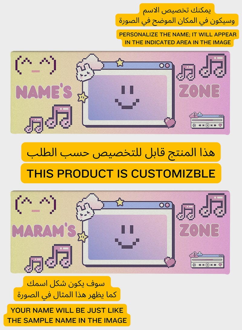 LOWHA Customizable Desk Pad Rubber Desk Mat with Personalized Name and Smiley Emoji Design on Premium Polyester Multicolour  - Image 2