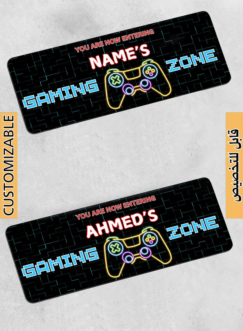 LOWHA Customizable Desk Pad Rubber Desk Mat with Personalized Name and Gaming Zone Design on Premium Polyester Multicolour  - Image 1