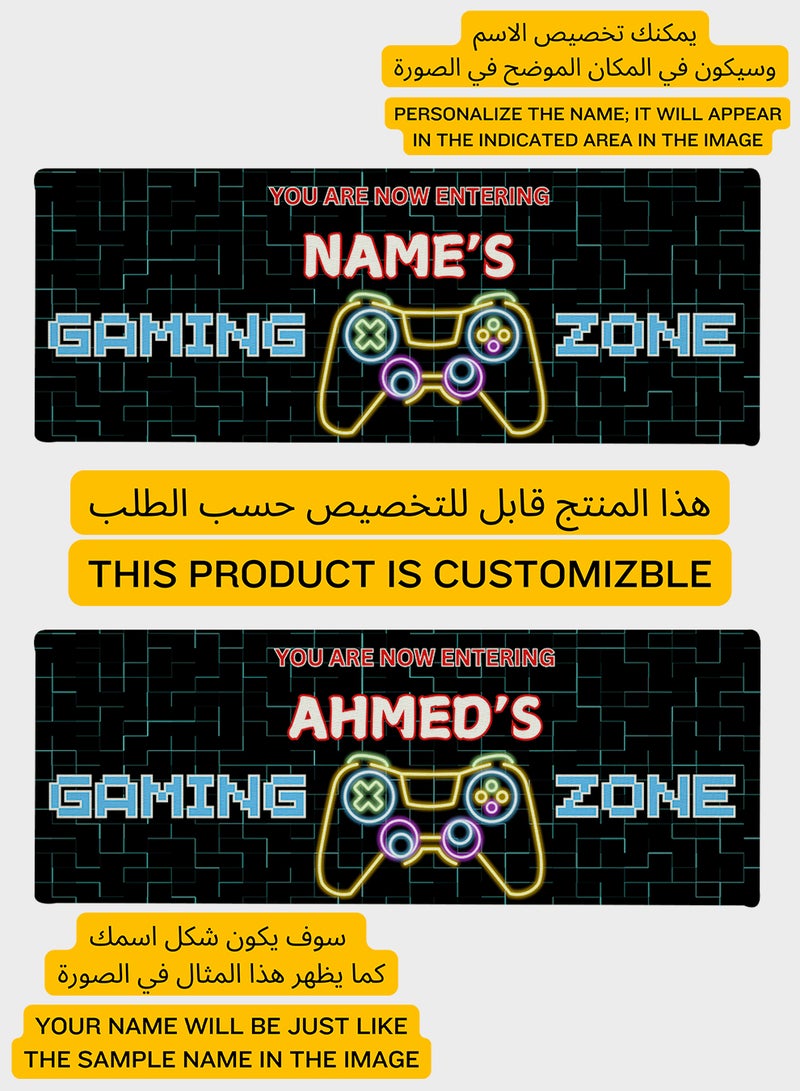 LOWHA Customizable Desk Pad Rubber Desk Mat with Personalized Name and Gaming Zone Design on Premium Polyester Multicolour  - Image 2
