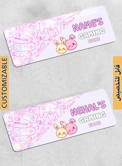 LOWHA Customizable Desk Pad Rubber Desk Mat with Personalized Name and Cat Faces Design on Premium Polyester Multicolour  - Image 1