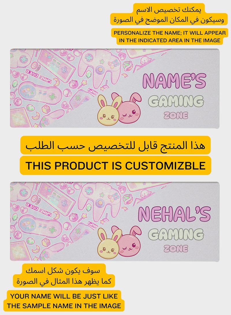 LOWHA - Customizable Desk Pad Rubber Desk Mat with Personalized Name and Cat Faces Design on Premium Polyester Multicolour - Image 1