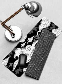 LOWHA Customizable Desk Pad Rubber Desk Mat with Personalized Name and Clouds Pattern on Premium Polyester Black/White/Grey  - Image 4