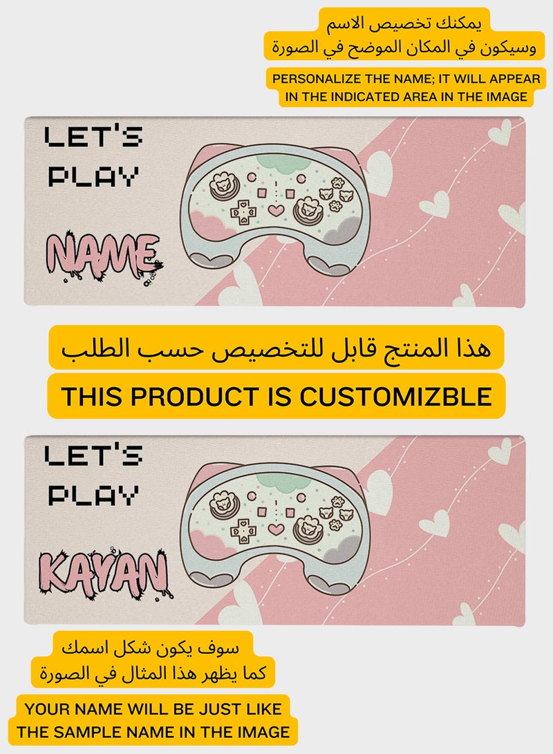 LOWHA Customizable Desk Pad Rubber Desk Mat with Personalized Name and Gaming Joystick Pattern on Premium Polyester Multicolour  - Image 2