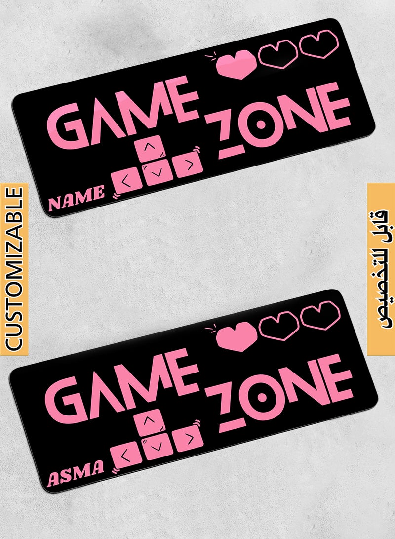 LOWHA - Customizable Desk Pad Rubber Desk Mat with Personalized Name and Gaming Zone Design on Premium Polyester Black/Pink - Image 1