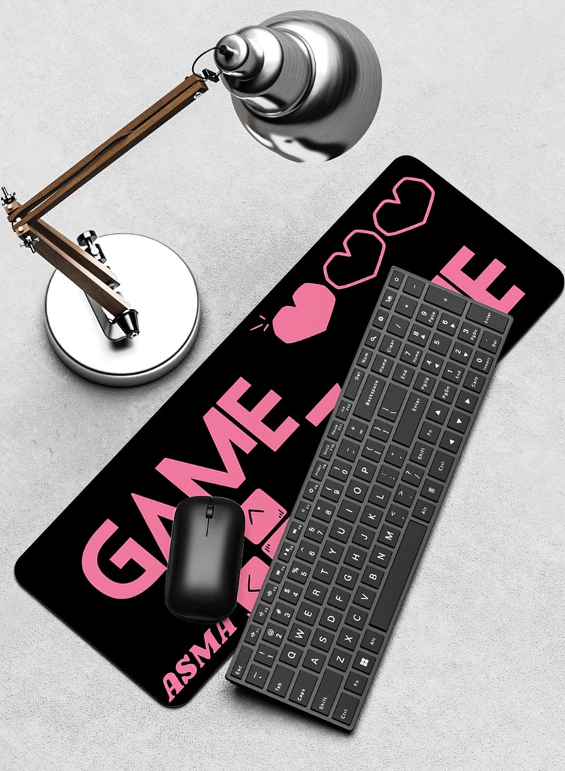 LOWHA - Customizable Desk Pad Rubber Desk Mat with Personalized Name and Gaming Zone Design on Premium Polyester Black/Pink - Image 1