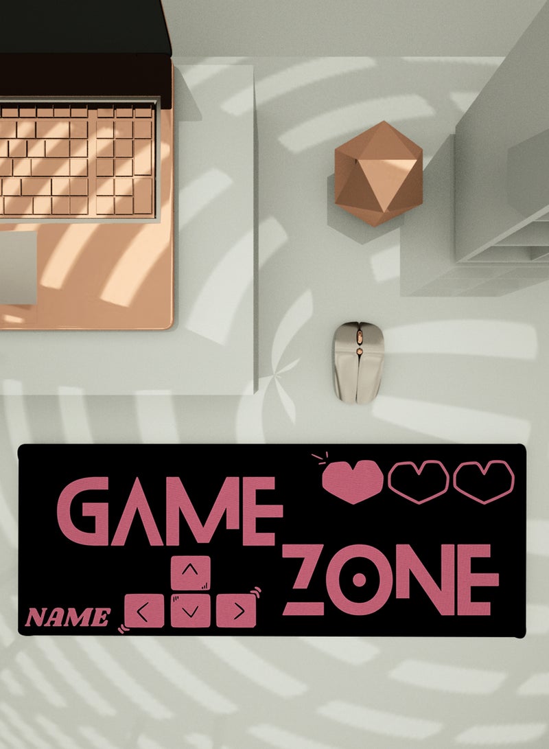 LOWHA - Customizable Desk Pad Rubber Desk Mat with Personalized Name and Gaming Zone Design on Premium Polyester Black/Pink - Image 1