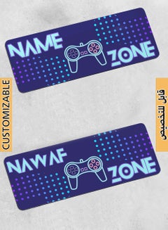 LOWHA Customizable Desk Pad Rubber Desk Mat with Personalized Name and Gaming Joystick Pattern on Premium Polyester Blue/Purple  - Image 1