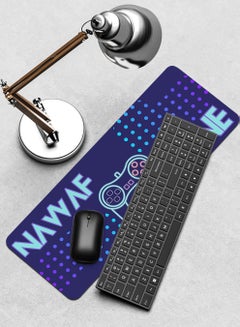 LOWHA Customizable Desk Pad Rubber Desk Mat with Personalized Name and Gaming Joystick Pattern on Premium Polyester Blue/Purple  - Image 4
